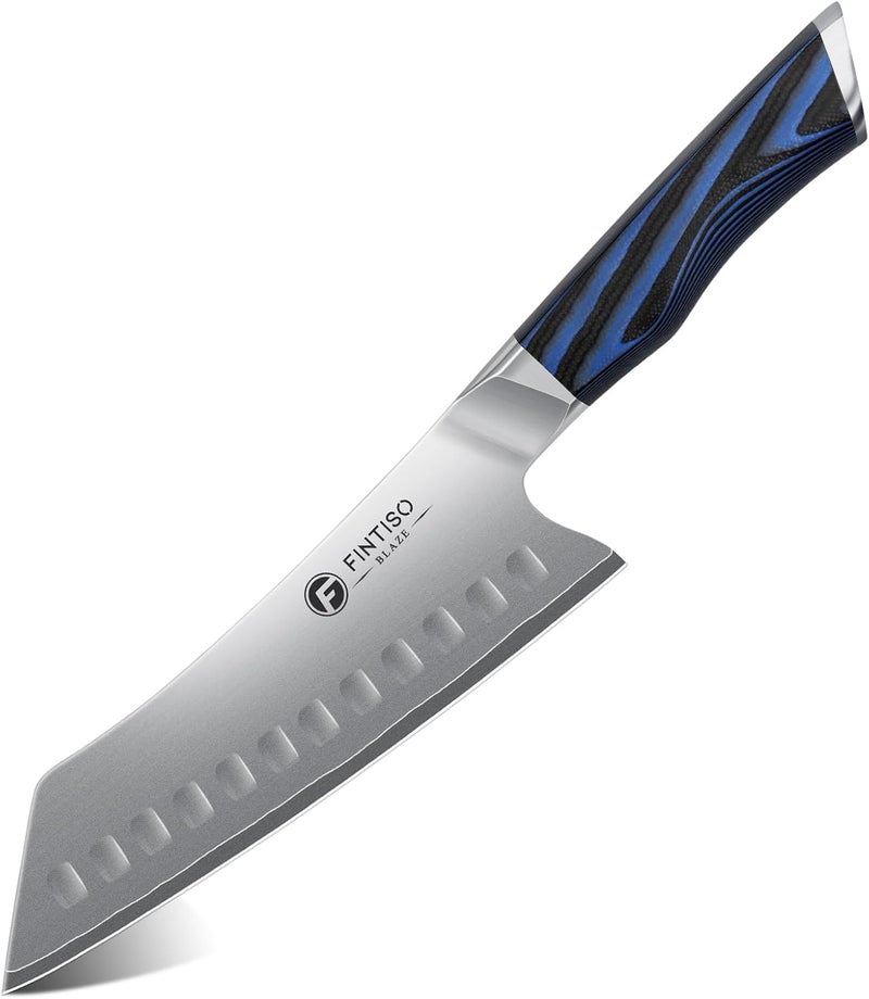 FINTISO 7 Inch Santoku Knife, Ultra Sharp Chef Knife with G10 Handle, High-End 5 Layers 10Cr15CoMoV Japanese Stainless Steel Kitchen Knife, Professional Cutting Knife for Vegetables and Meat - Image 1